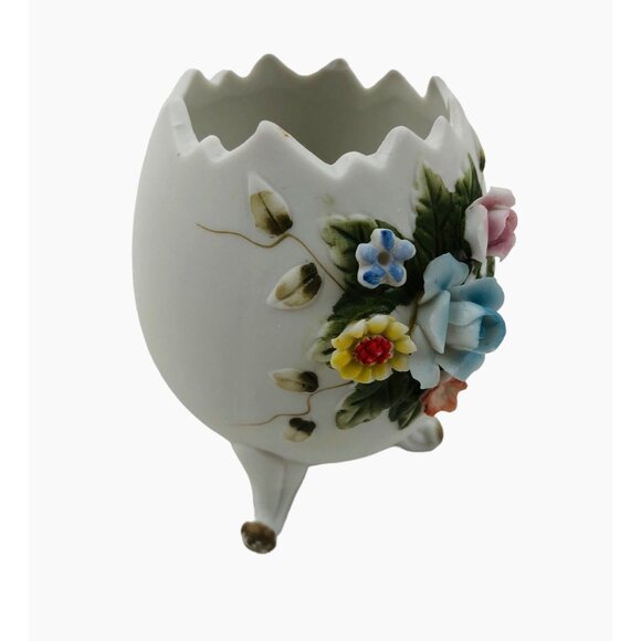 Vintage Lefton China Floral Egg Vase Hand Painted Porcelain Collectible 2592 - Picture 3 of 10